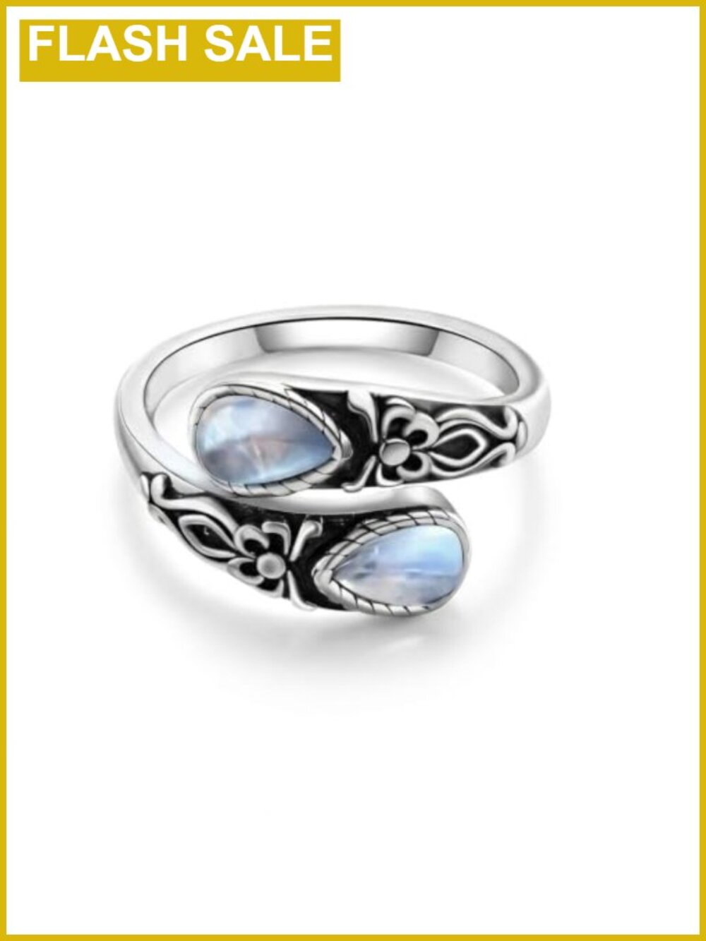 Silver Moonstone Birthstone Ring Adjustable Chunky Statement
